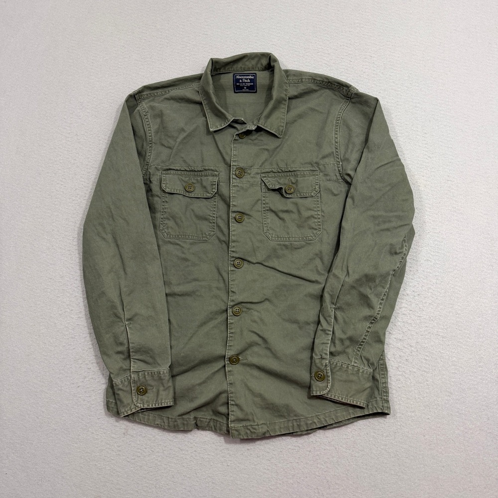 Abercrombie & Fitch Shirt Mens Medium Green Military Utility Overshirt OG 107